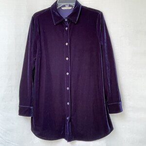 Soft Surroundings Velvet Button Up Tunic Top Womens S Oversized Velour Lagenlook